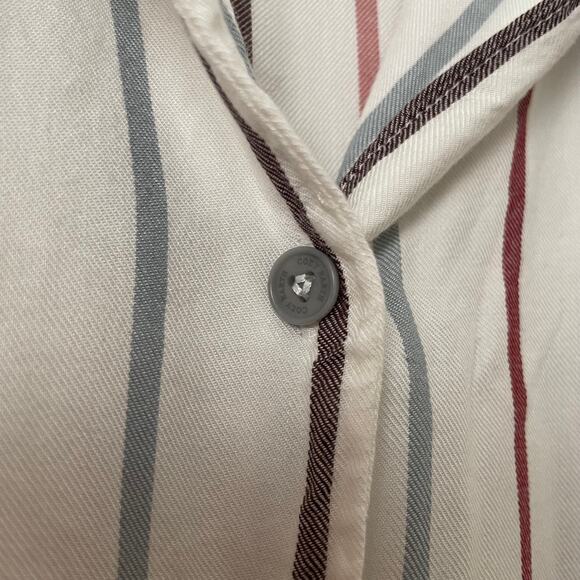 Cozy Earth Shirt Womens XL White Striped Pajama Top Long Sleeve Lounge Sleepwear - Picture 6 of 13